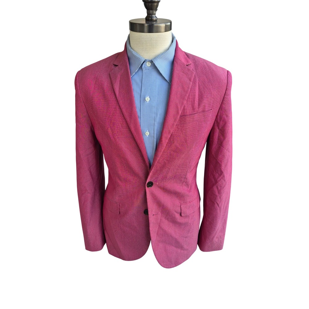 Express Slim Stretch Berry Pink Cotton Blend Blazer Jacket Sz 38 S